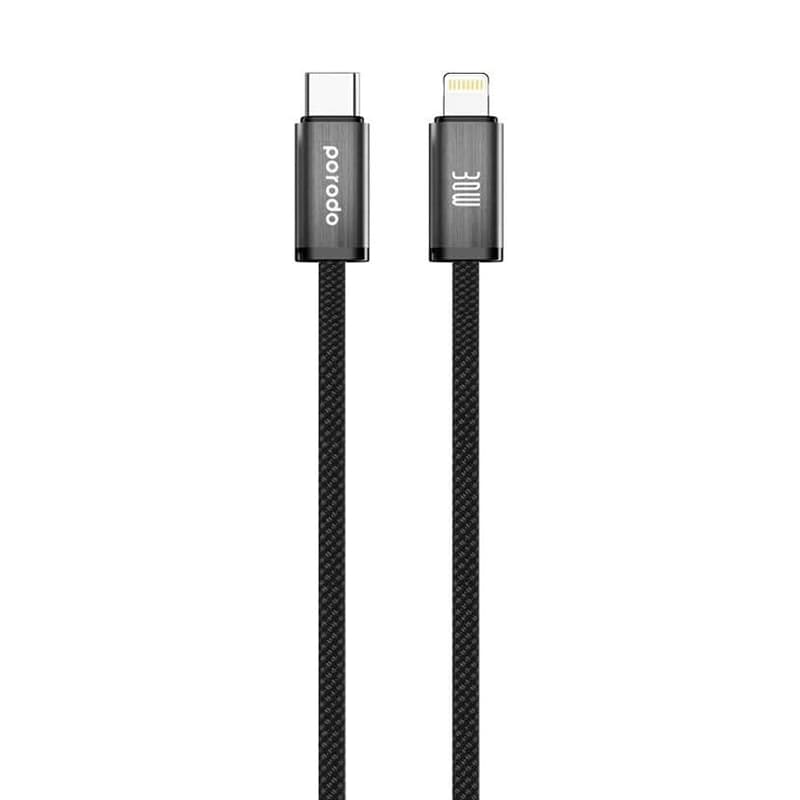 کابل 30W تایپ سی به لایتنینگ پرودو مدل PORODO WOVEN CABLE PDW30LC1BK