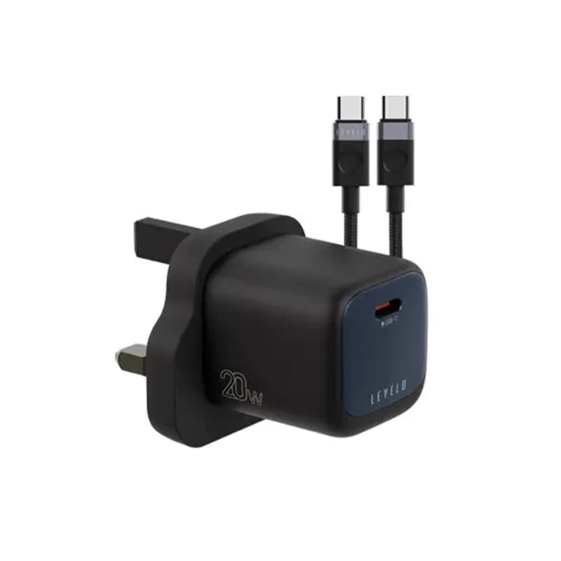 آداپتور 20W لِولو مدل LEVELO VERO GAN ADAPTER WITH TYPE-C TO TYPE-C CABLE