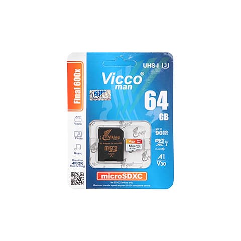 کارت حافظه 64GB ویکومن مدل VICCOMAN MICROSDXC 600X A1 V30