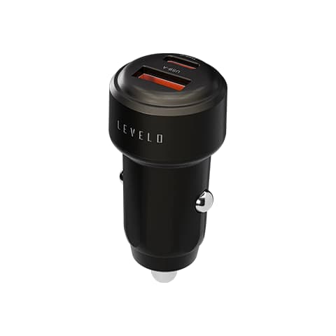 شارژر فندکی با کابل تایپ سی به لایتنینگ لولو مدل LEVELO NORI MINI 60W LVLNORI60WCLGGY