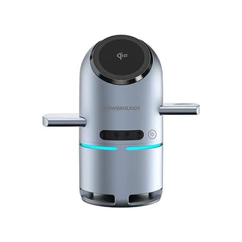 اسپیکر و استند شارژ وایرلس پاورولوژی مدل POWEROLOGY QI2 PWCUQC039